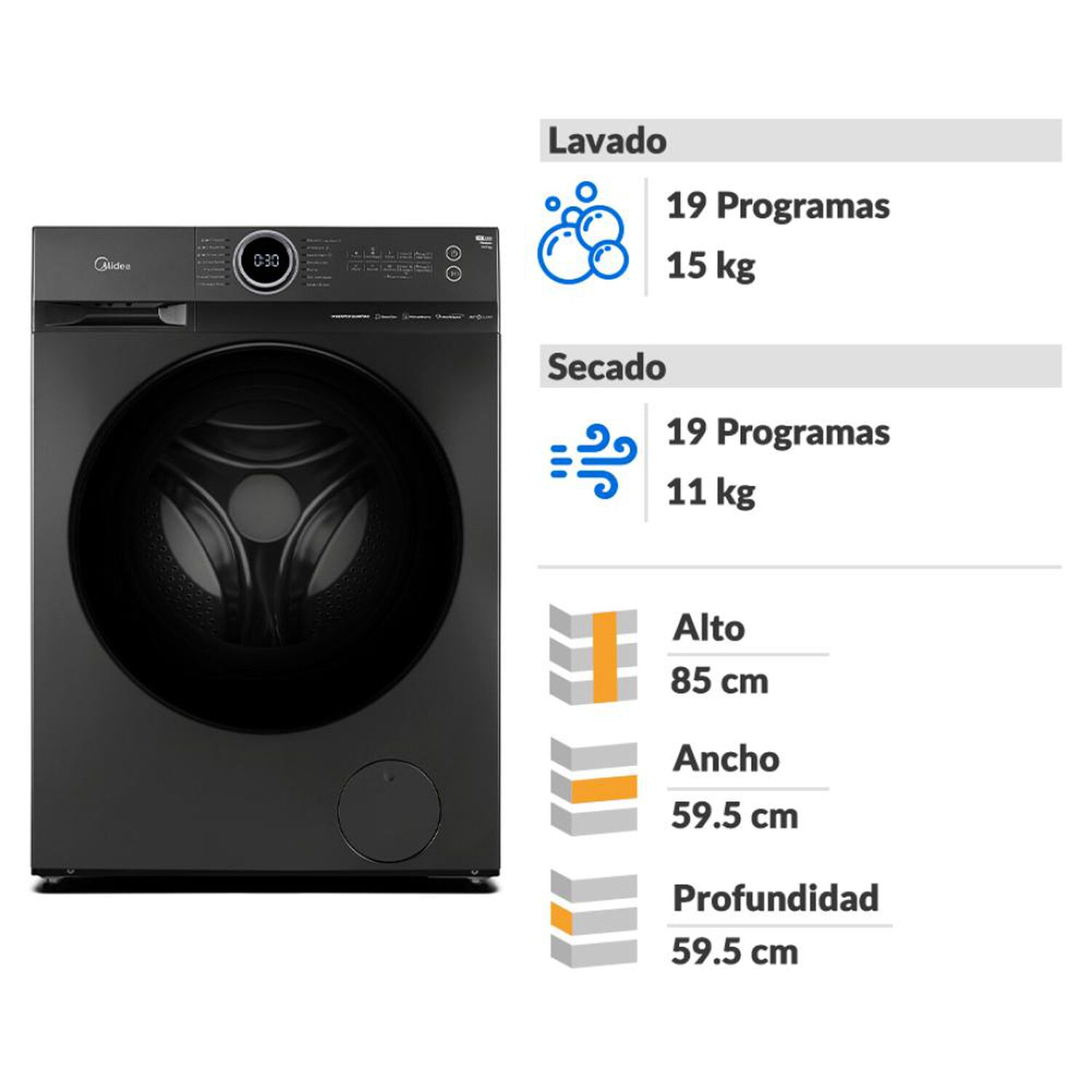 Lavadora Secadora Midea MF200D150WB/T /15 Kg / 11 Kg image number 1.0