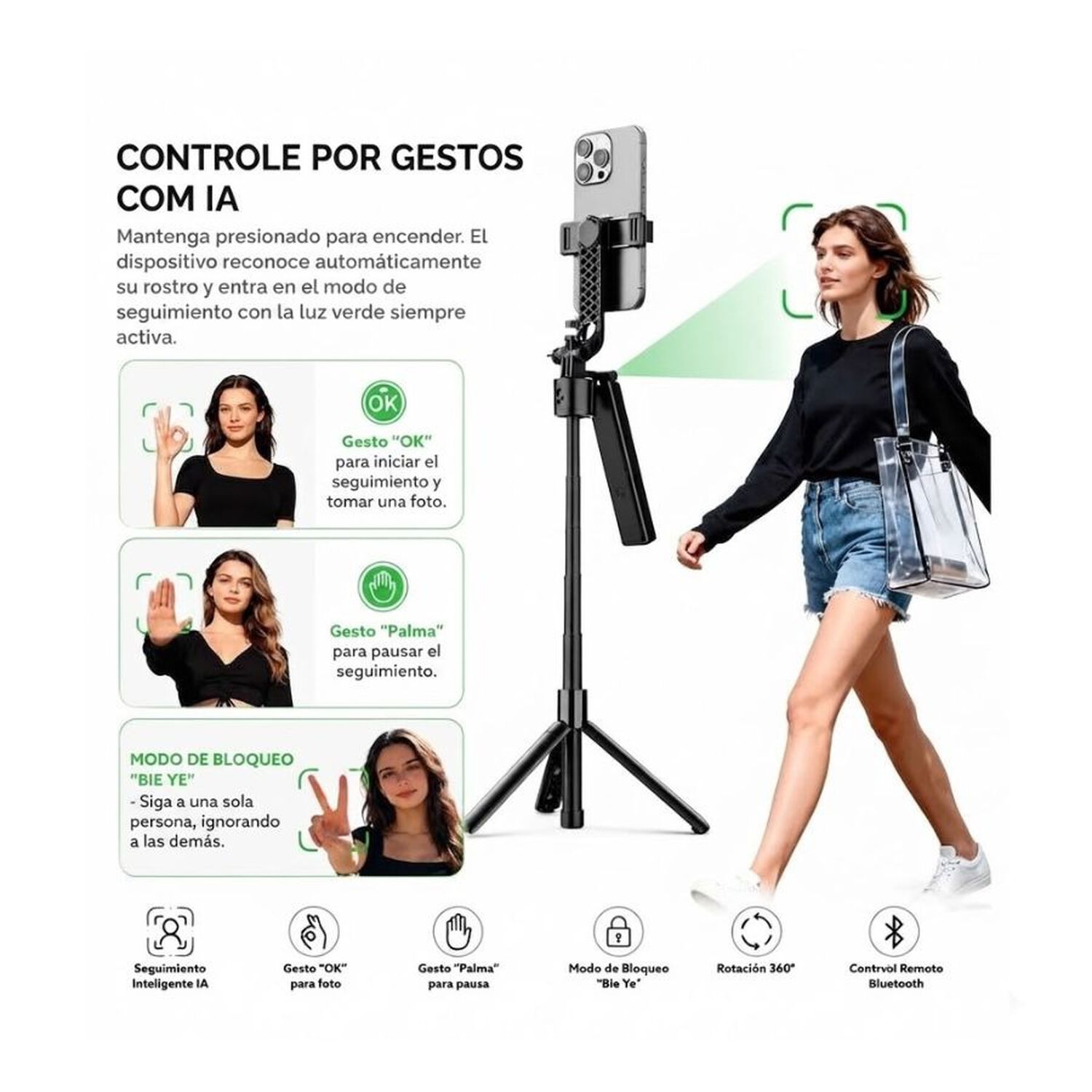 Tr&iacute;pode Con Seguimiento Facial Rostro Giro 360 image number 2.0