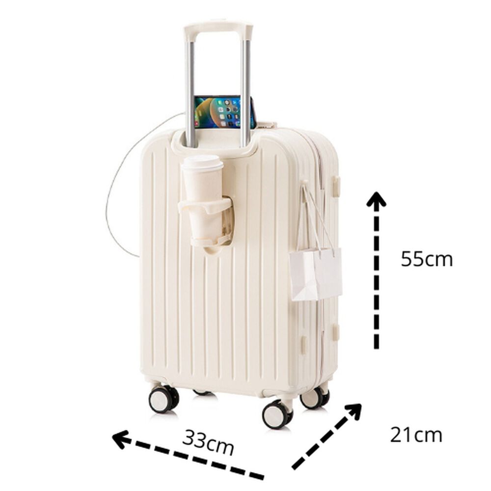 Maleta De Viaje Cabina Equipaje Mediano Con Usb Y Portavasos image number 2.0