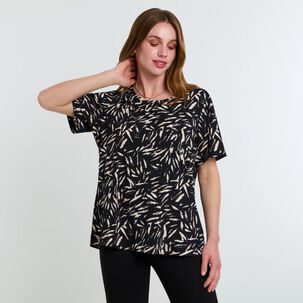 Polera Full Print Manga Corta Cuello Redondo Mujer Lesage