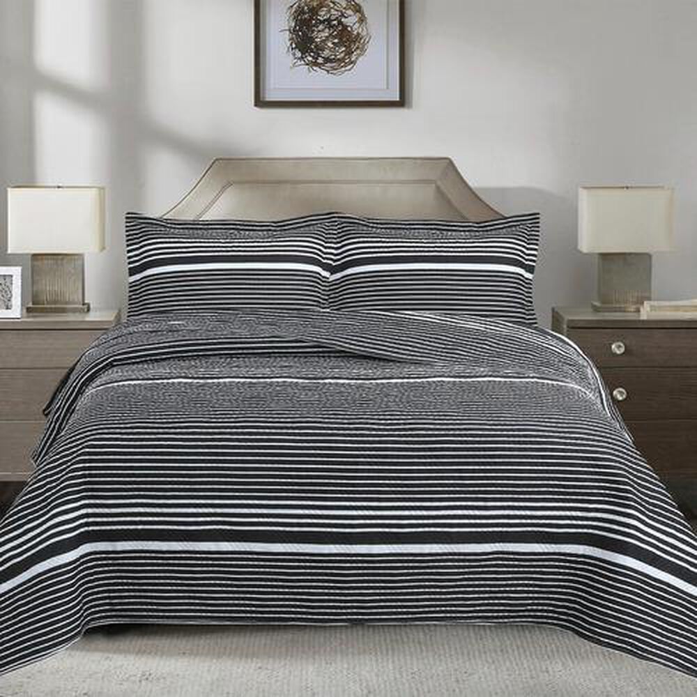 Quilt Andes Estampado King Listado Negro image number 0.0