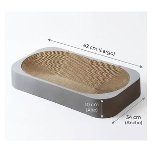 Rascador Para Gatos Con Base Ovalada Cart&oacute;n Corrugado Gris