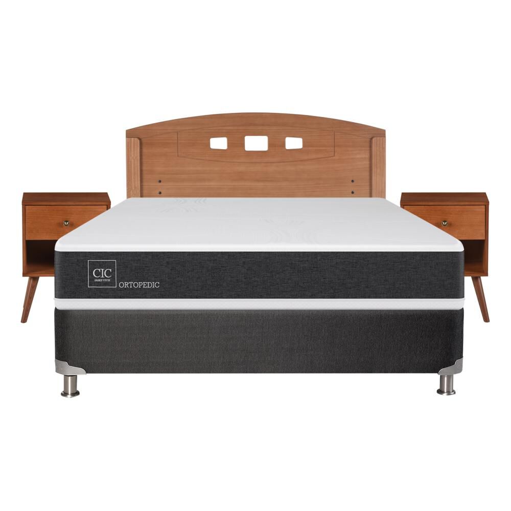 Box Spring Cic Ortopedic / 2 Plazas / Base Normal + Set De Maderas image number 0.0