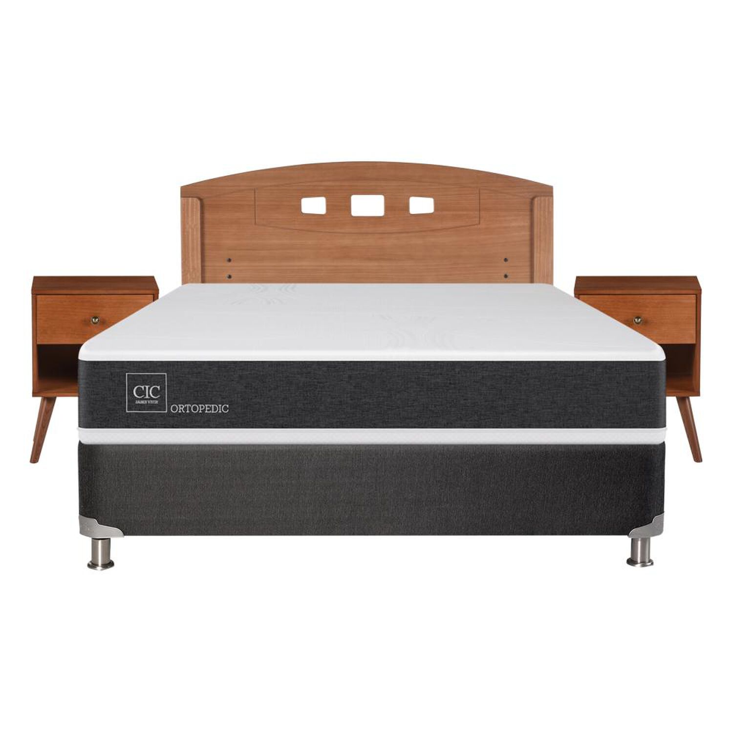 Box Spring Cic Ortopedic / 2 Plazas / Base Normal + Set De Maderas image number 0.0