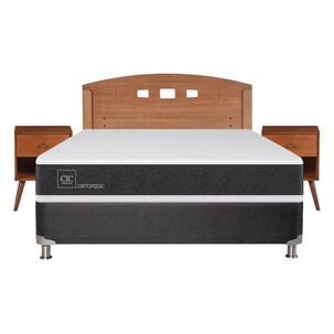 Box Spring Cic Ortopedic / 2 Plazas / Base Normal + Set De Maderas
