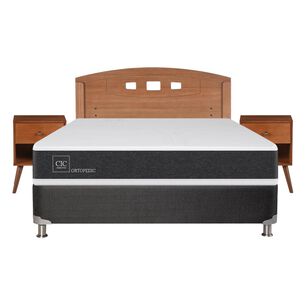 Box Spring Cic Ortopedic / 2 Plazas / Base Normal + Set De Maderas