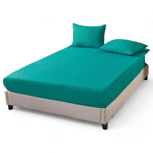 Funda Cubre Colch&oacute;n 2 Plazas Impermeable + 2 Funda Almohada Turquesa