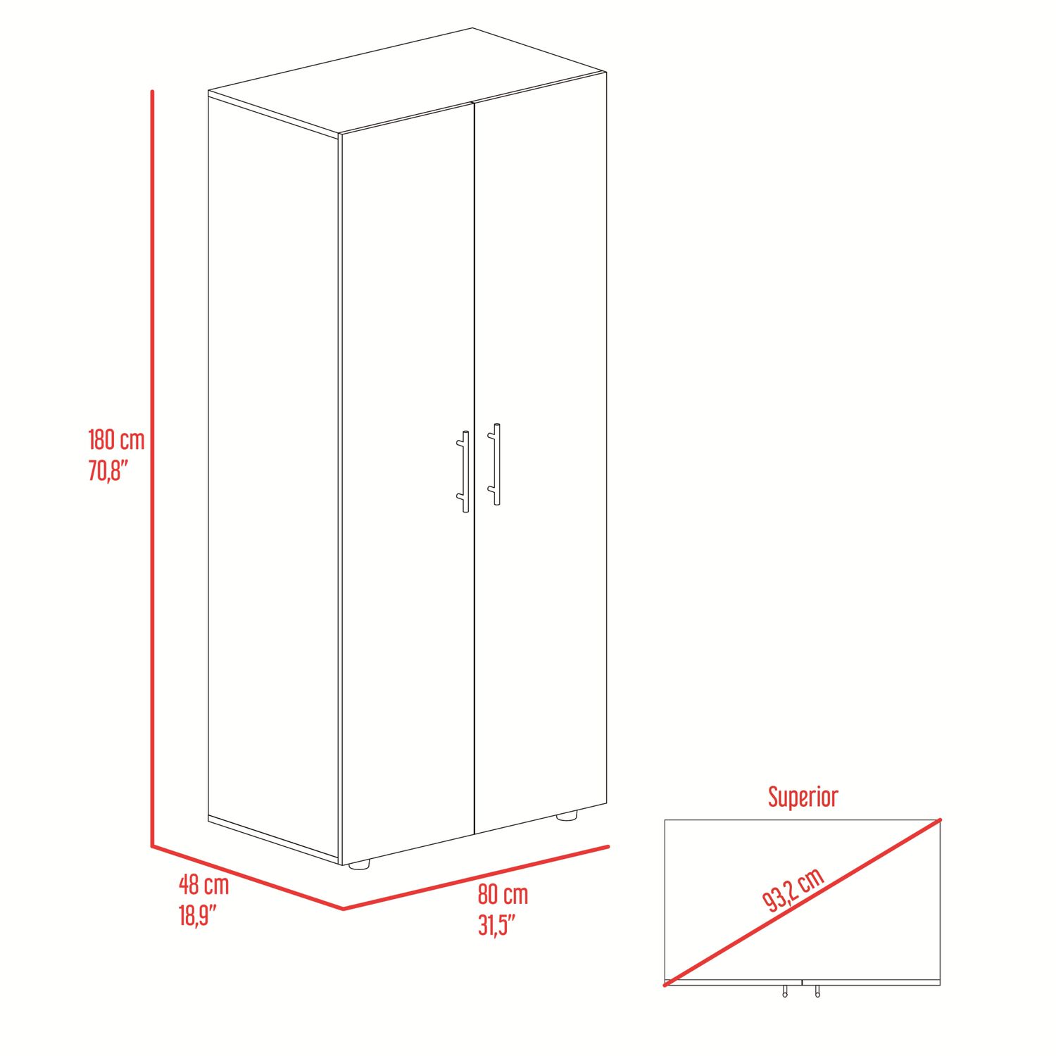 Closet 2 Puertas Fm Melamina Caf&eacute; Claro Y Blanco 180x80x48 Cm image number 6.0