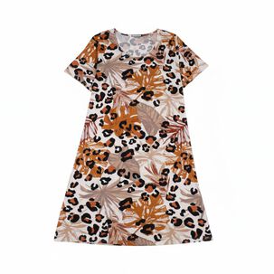 Vestido Full Print Manga Corta Cuello Redondo Mujer Lesage