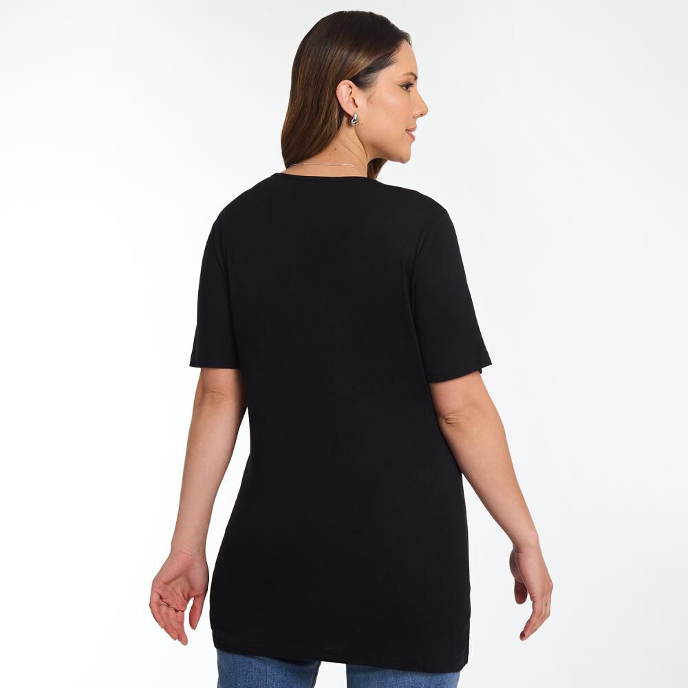 Polera Lisa Dise&ntilde;o Frontal Manga 3/4 Cuello Redondo Mujer Sexy Large image number 3.0