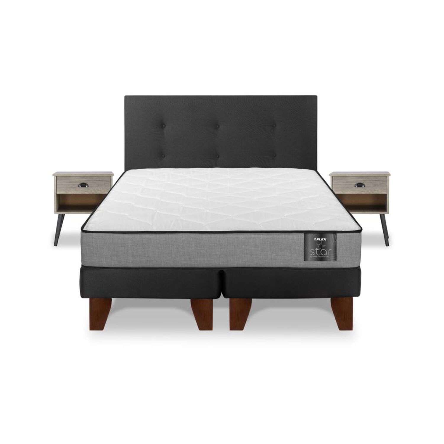 Cama Europea Flex Star / 2 Plazas / Base Dividida + Set De Maderas image number 0.0