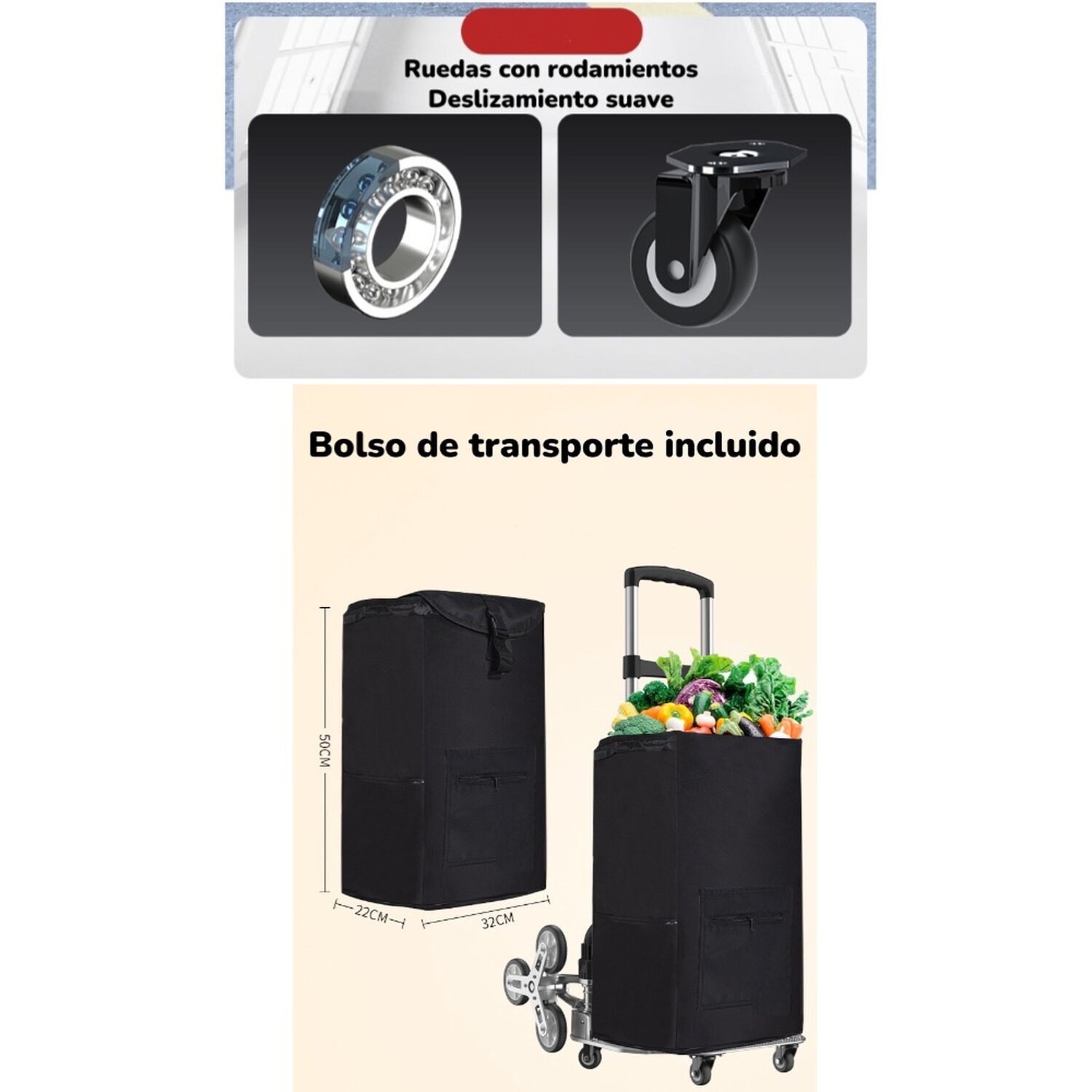 Carro De Carga Plegable Con Ruedas Trepadoras Lubabycas image number 7.0