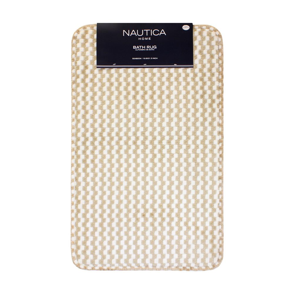 Alfombra De Ba&ntilde;o Nautica Home Memory Foam 50x80 Cm Cuadros Beige image number 0.0