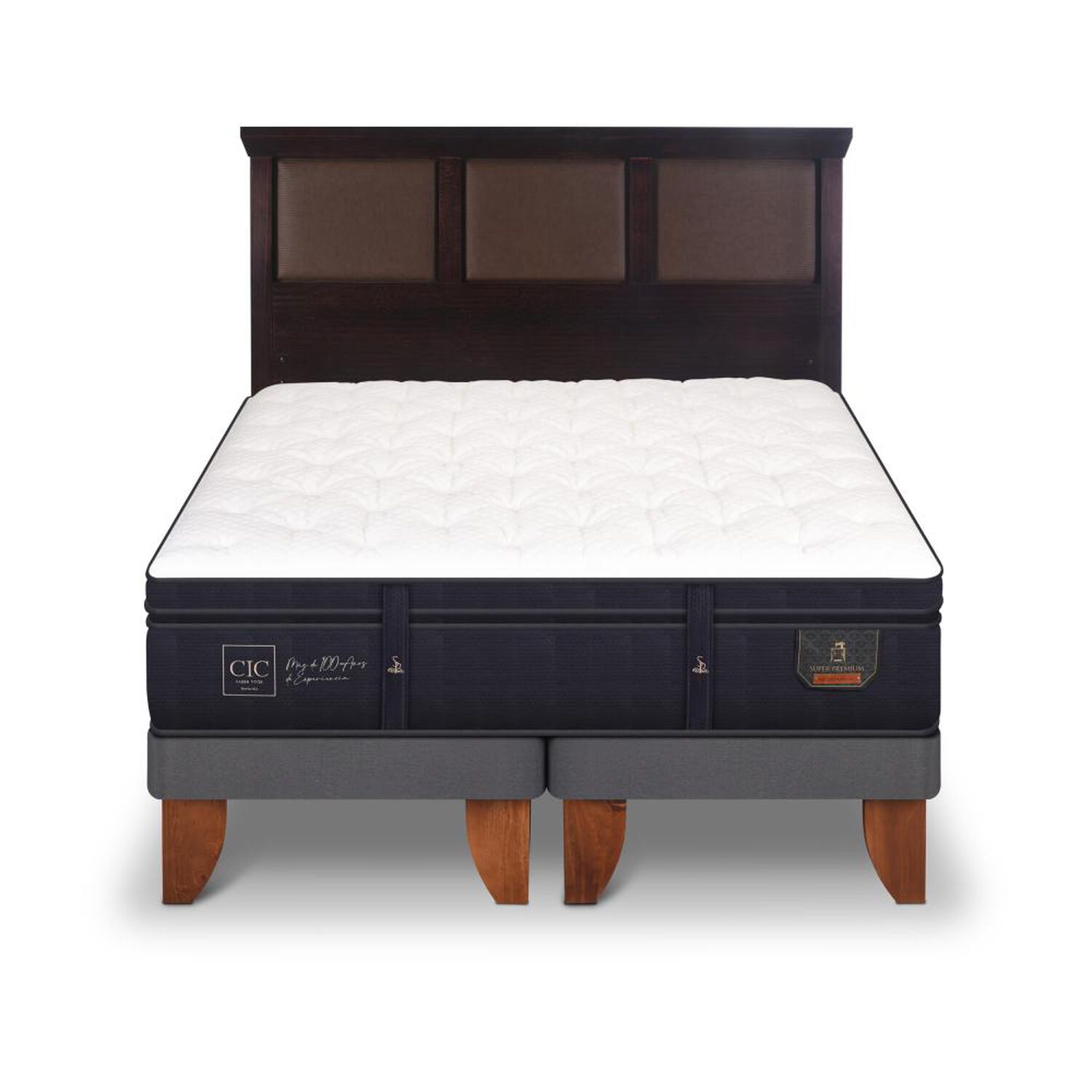 Cama Europea Cic Super Premium / 2 Plazas / Base Dividida + Respaldo image number 0.0