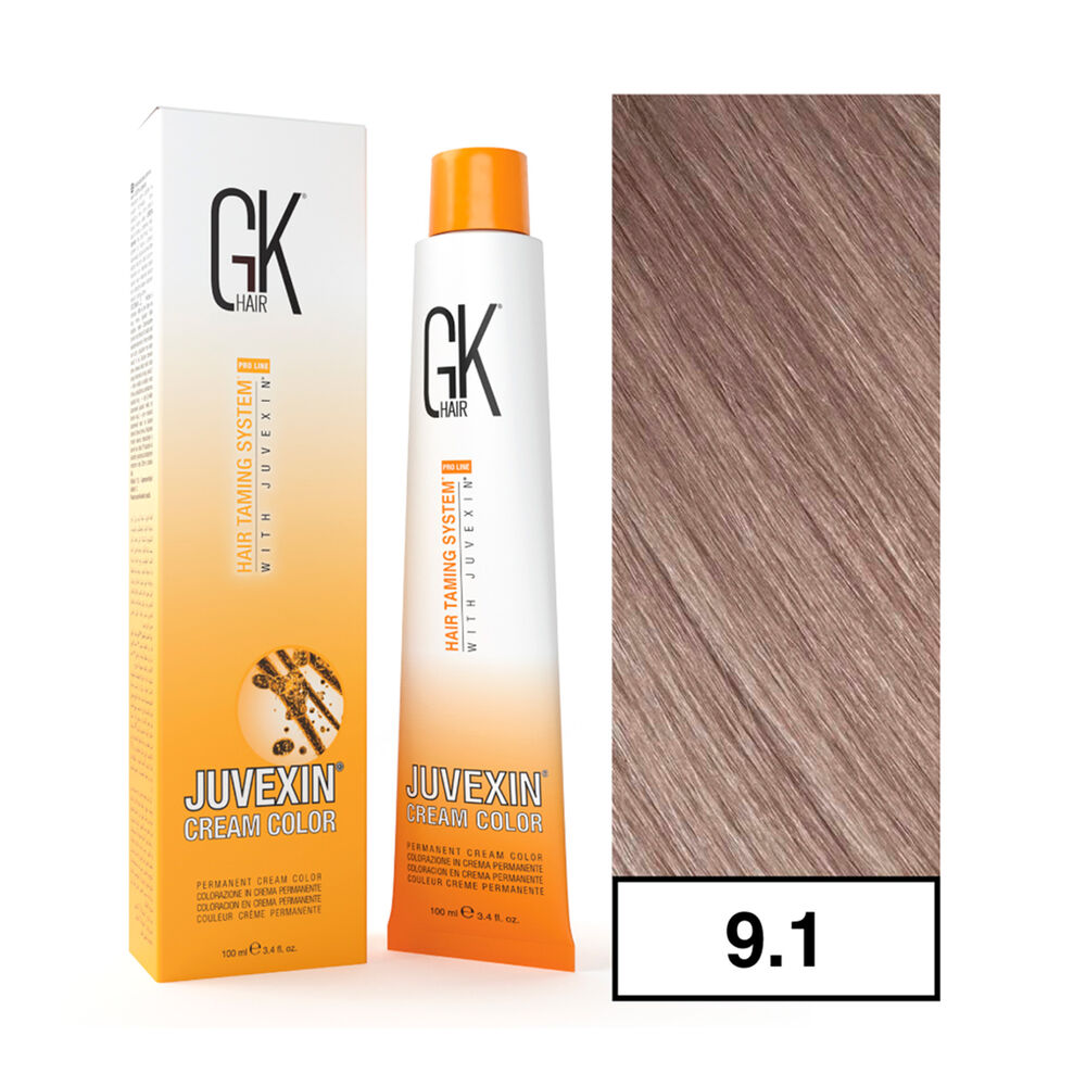 Gkhair - Tintura Cream Color Permanente Vegana 100ml + Oxidante - 9.1 Rubio Clarisimo Ceniza image number 0.0