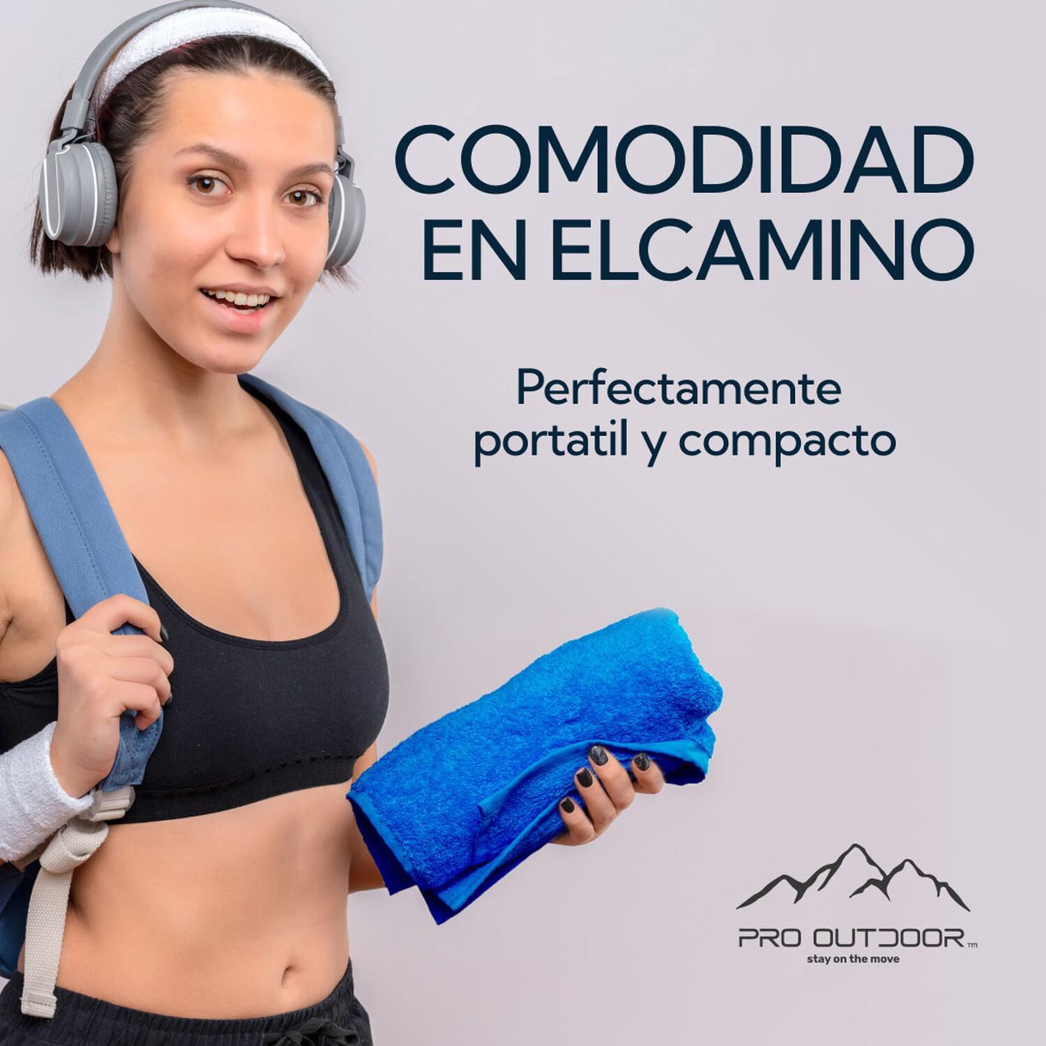 Pack Toallon Y Toalla Microfibra Terry Azul Pro Outdoor image number 3.0
