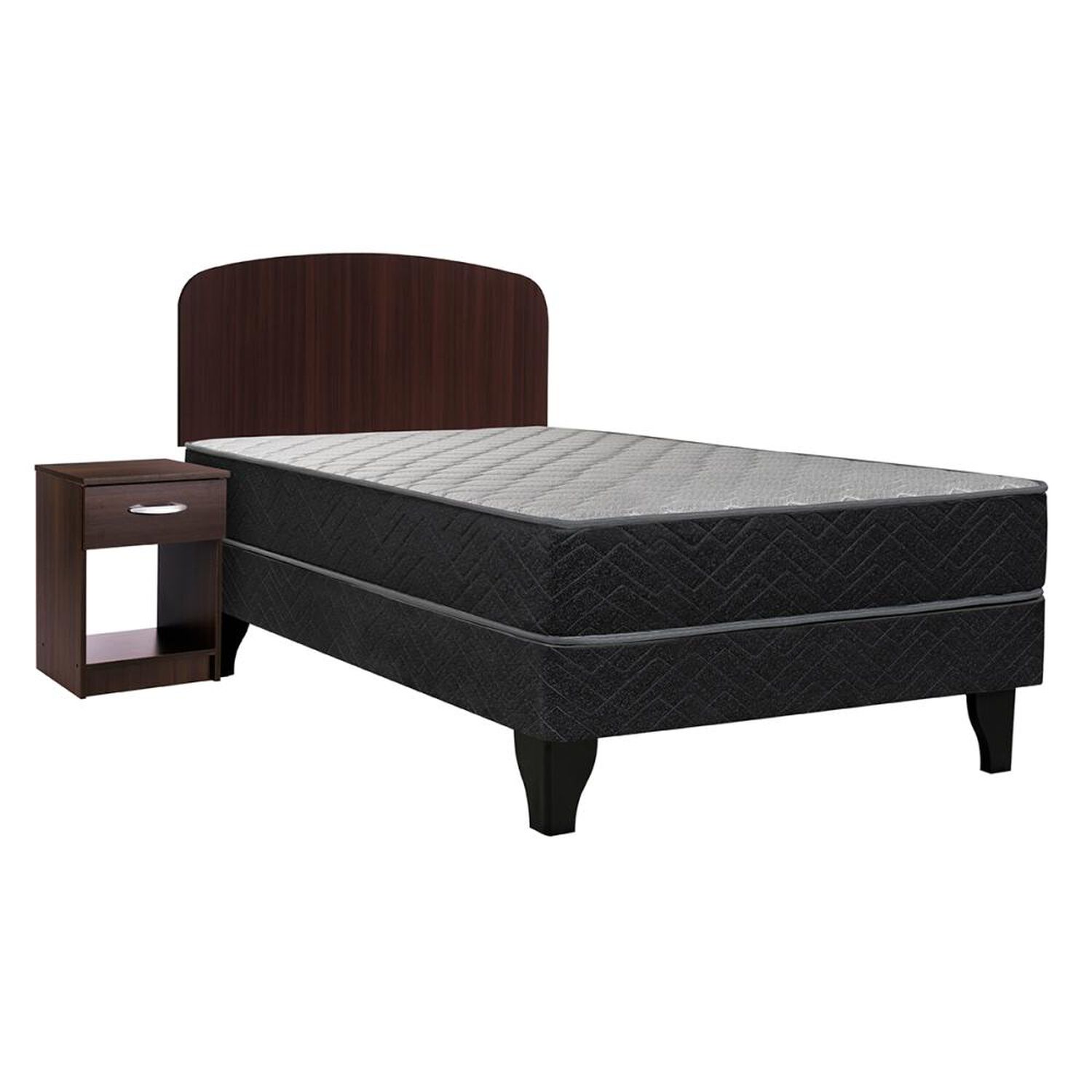 Cama Europea Celta Apolo Black / 1 Plaza / Base Normal  + Set De Maderas image number 0.0