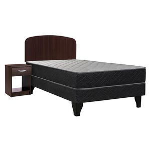 Cama Europea Celta Apolo Black / 1 Plaza / Base Normal  + Set De Maderas
