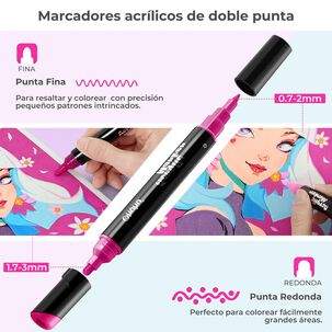 Ohuhu Marcador Acr&iacute;lico Puntas Fina Y Redonda Rojo R003/r315