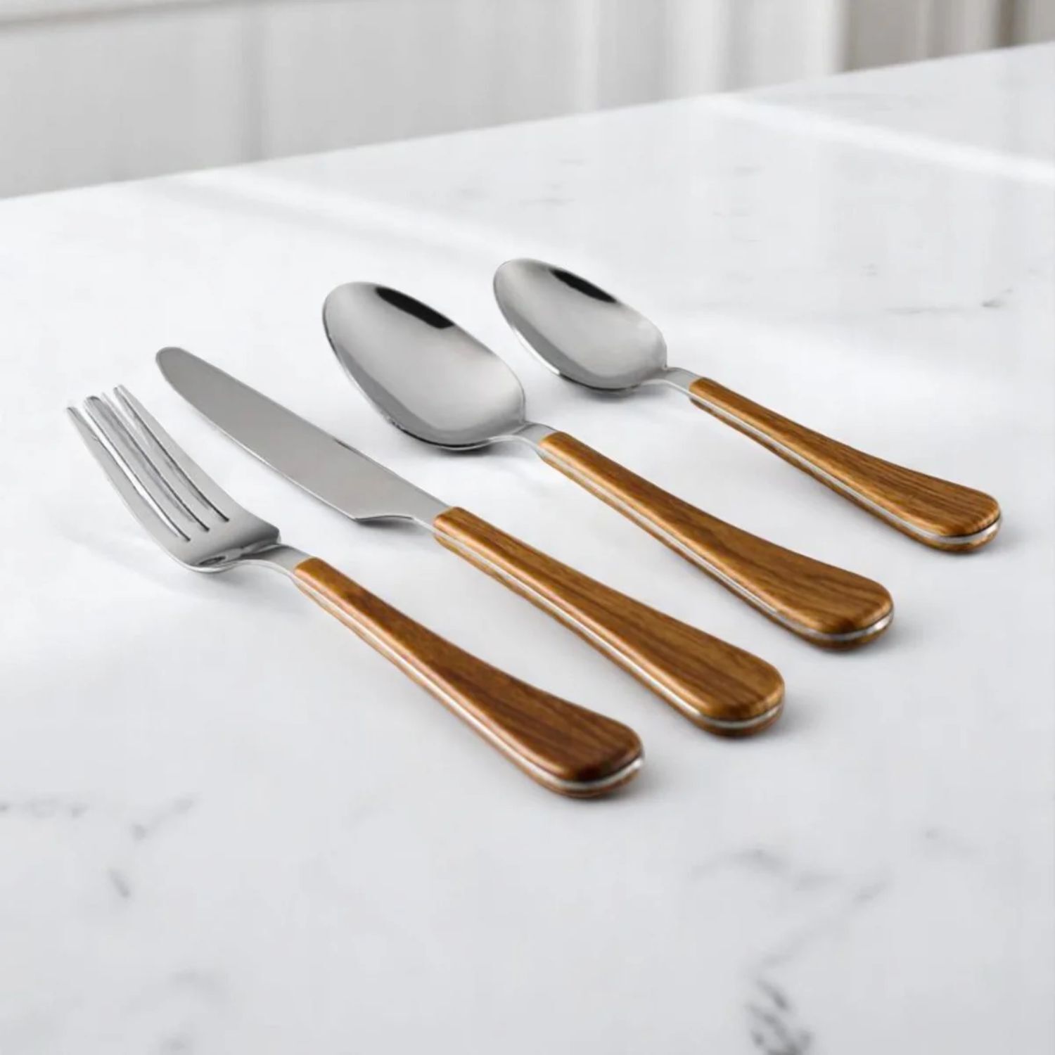 Set Cubiertos 24 Piezas Design Wood Dise&ntilde;o Madera image number 2.0