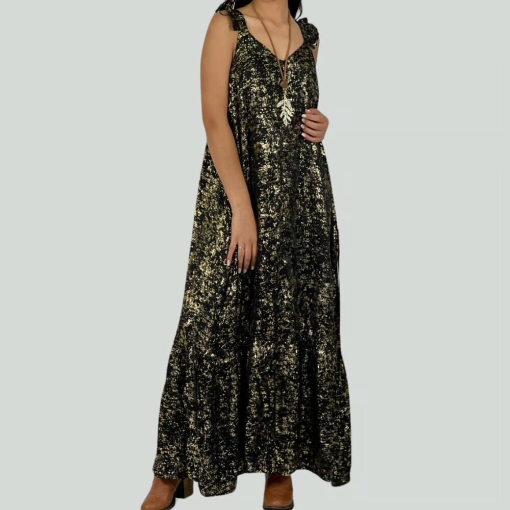 Vestido Con Detalles Dorados image number 0.0