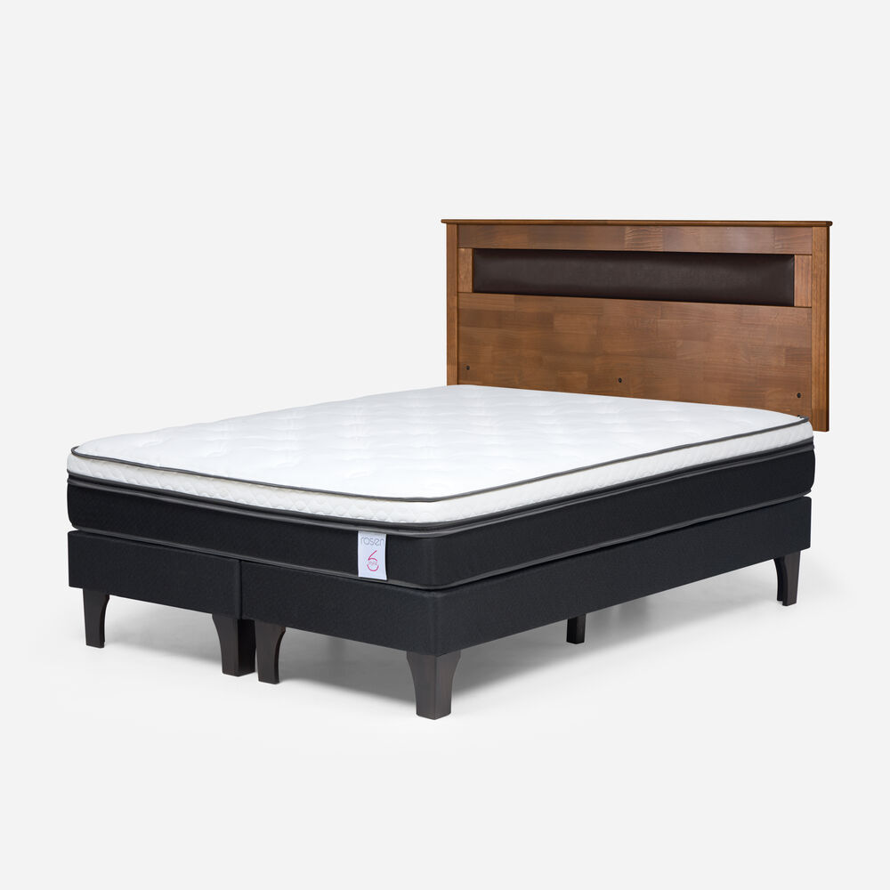 Cama Europea Rosen New Style 6 / 2 Plazas / Base Dividida + Respaldo Ferrara image number 1.0