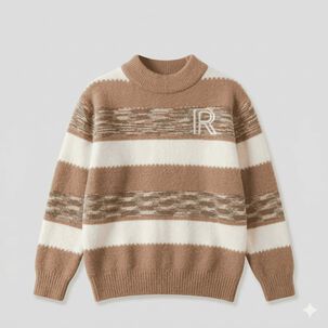 Sueter Ni&ntilde;o Invierno Tejido Rayado Cuello Alto Moda Infantil