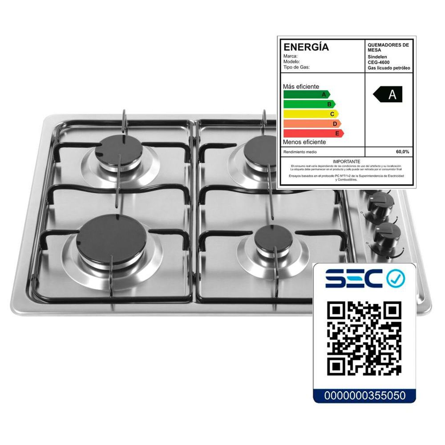 Encimera A Gas Sindelen CEG-4600IN / 4 Quemadores image number 5.0