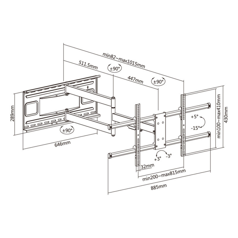 Soporte Tv Brazo Extra Largo De 1metro - 43" A 80" 50 Kg Brasforma image number 7.0