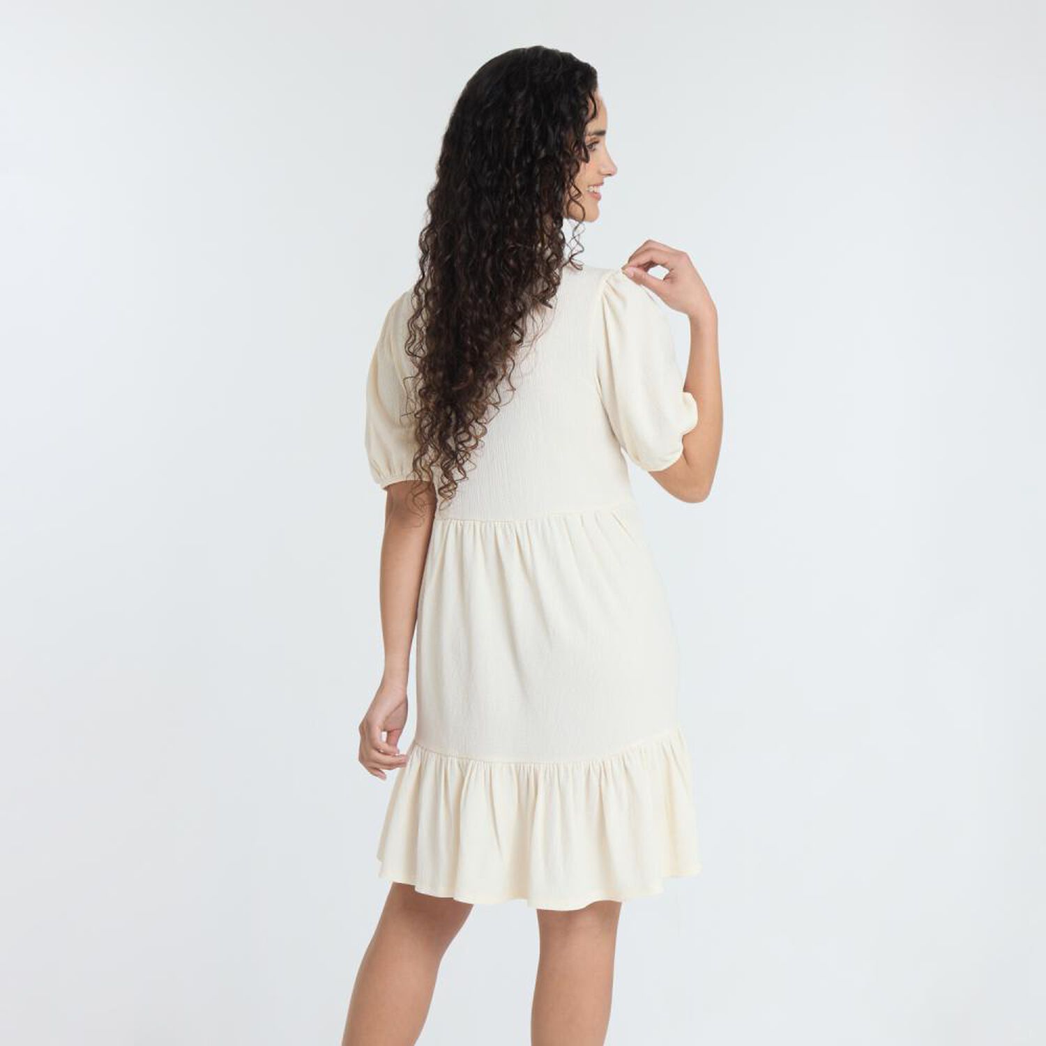 Vestido Con Amarras Manga Corta Cuello Redondo Mujer Freedom image number 3.0
