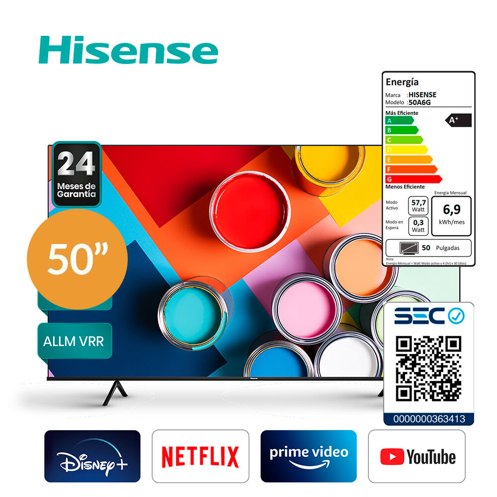Led 50" Hisense 50A6H / Ultra HD 4K / Smart TV image number 8.0