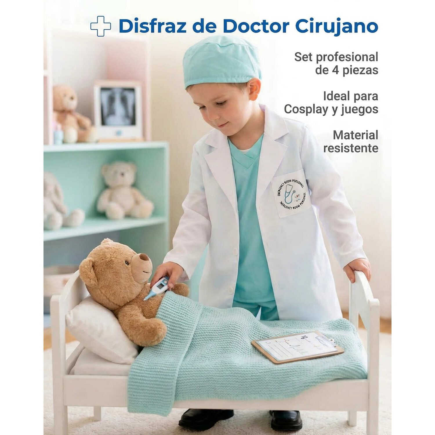 Disfraz Trajes De Doctor Cirujano Doctora Ni&ntilde;o Y Ni&ntilde;a Cosplay image number 1.0