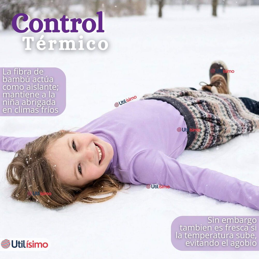 Pack 3 Poleras Camisetas Bamb&uacute; Lilas Cuello Beatle Primera Capa Manga Larga Ni&ntilde;a image number 4.0