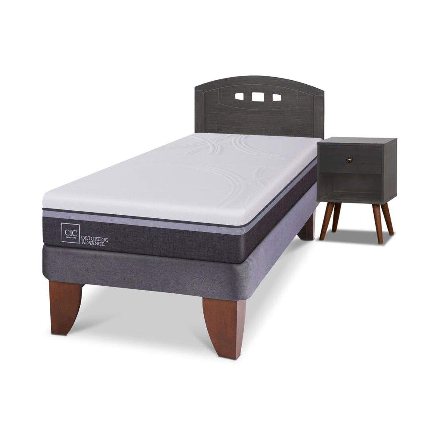 Cama Europea Cic Ortopedic Advance / 1.5 Plazas / Base Normal + Set De Maderas image number 1.0