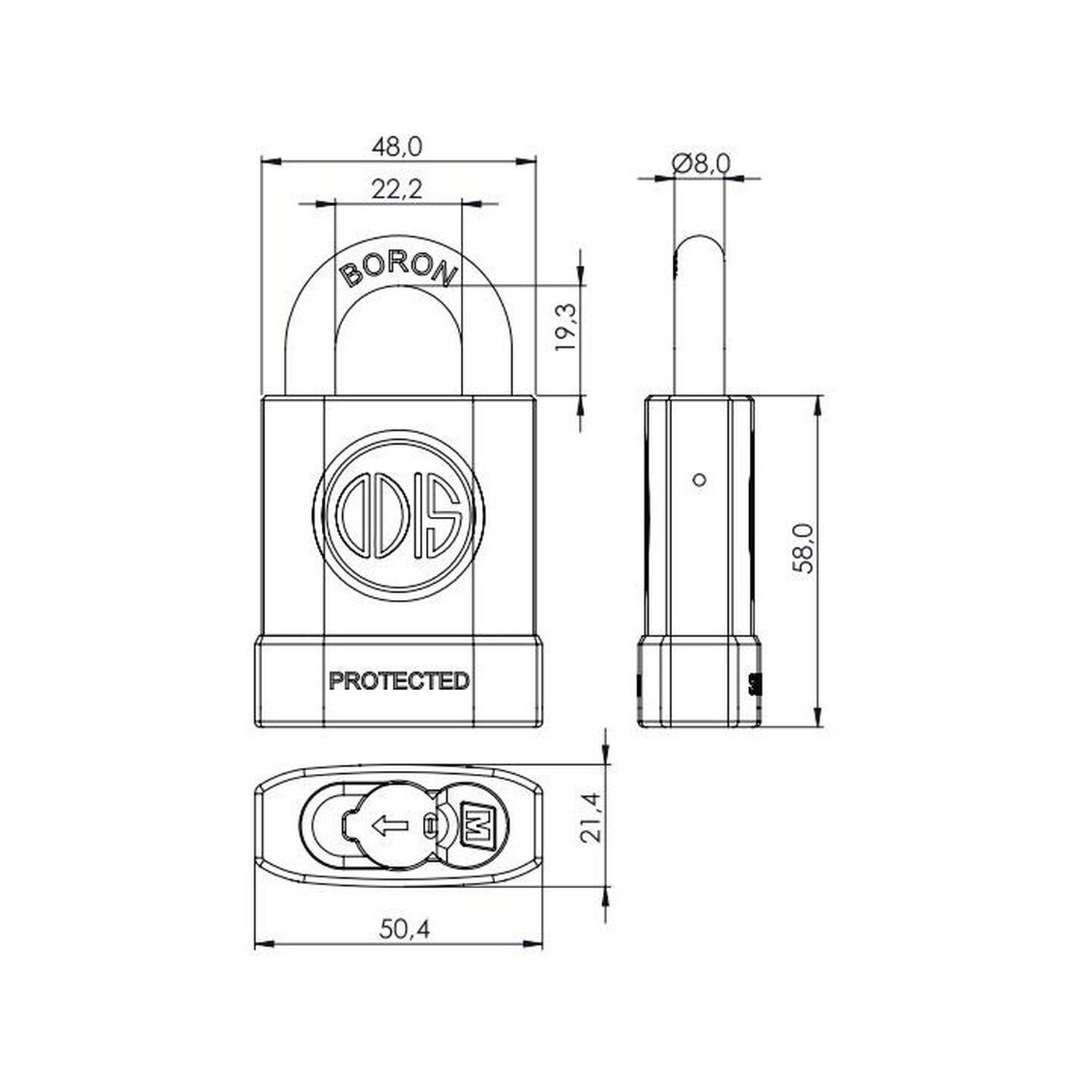 Candado Odis M40 Protected 48mm - Negro image number 2.0
