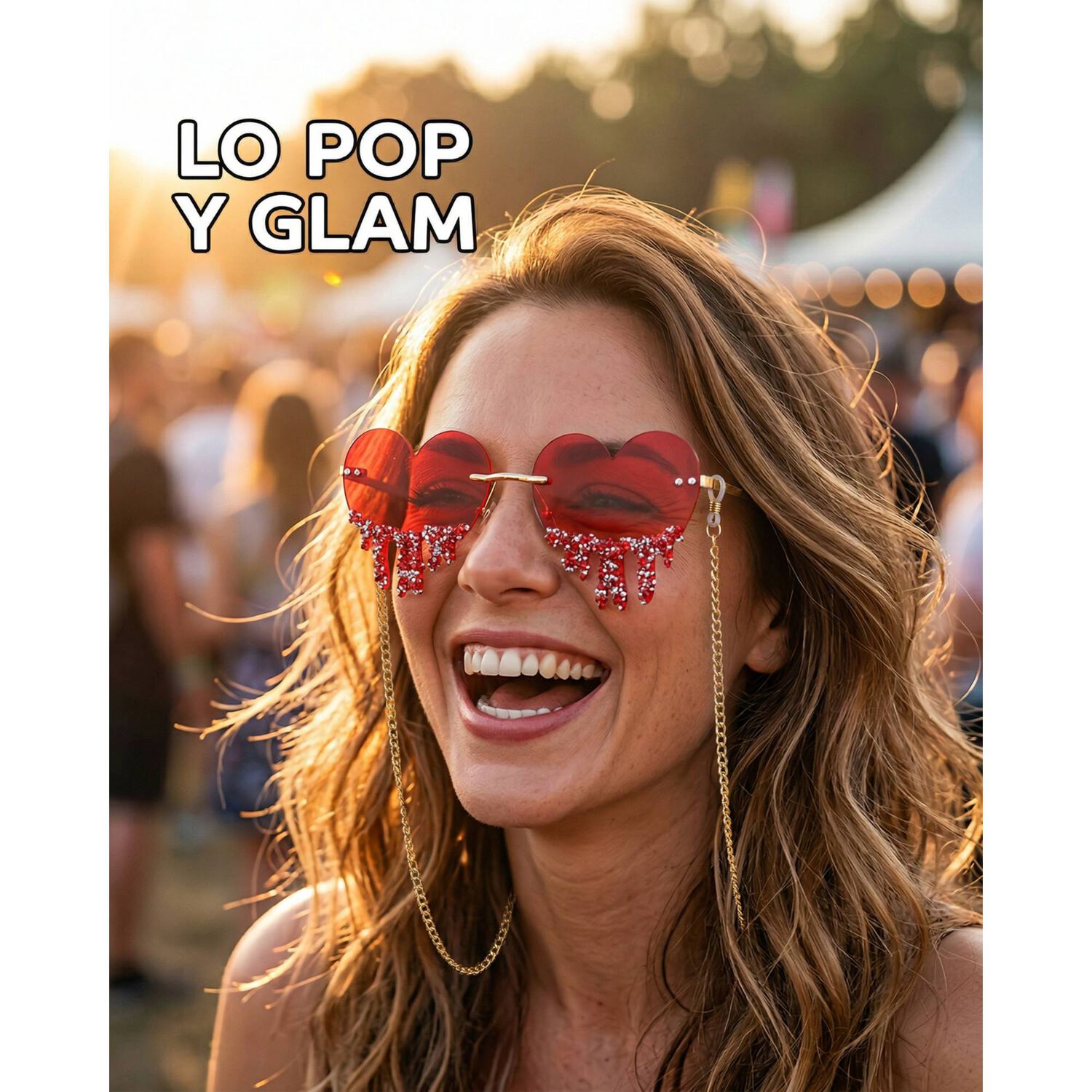 Lentes Coraz&oacute;n Con Strass Colgante Para Fiesta Mujer image number 3.0
