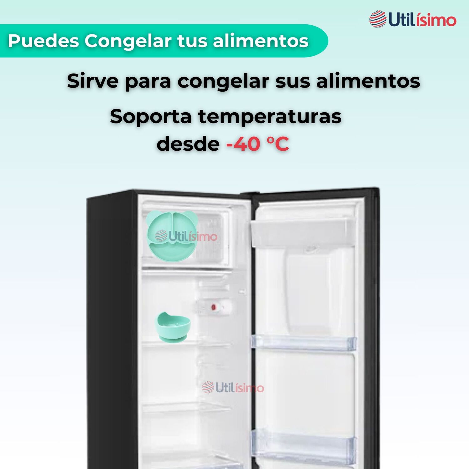 Set De Alimentaci&oacute;n Beb&eacute; Silicona De Oso 6 Piezas Libre Bpa Color Turquesa image number 4.0