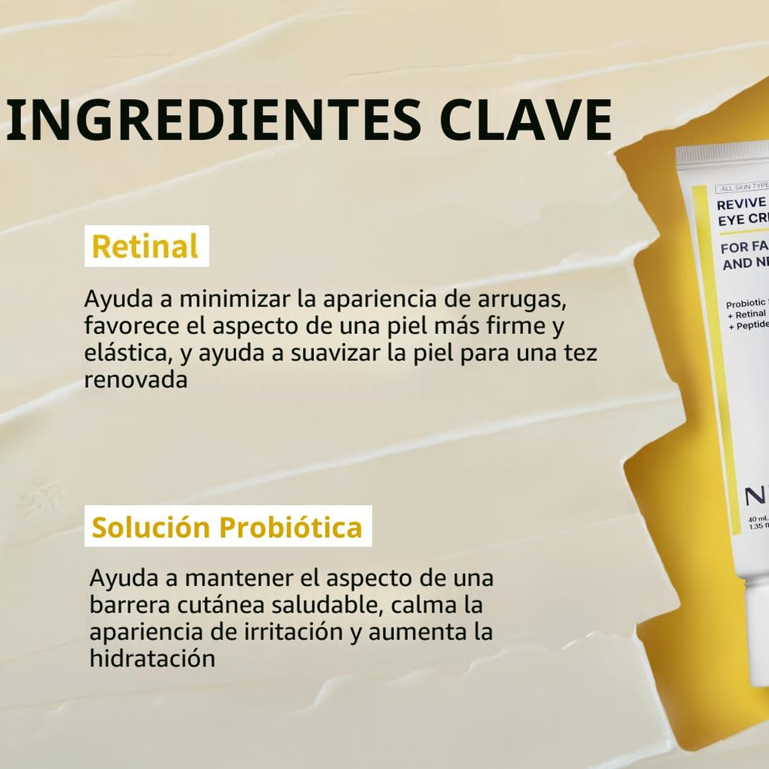 Revive Eye Cream For Face And Neck (nida) -40ml Crema Antiedad Para Contorno De Ojos, Rostro Y Cuello image number 2.0