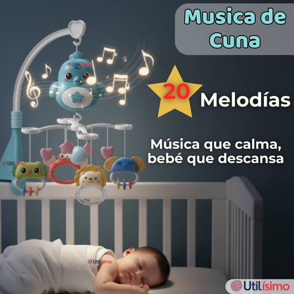 M&oacute;vil Giratorio Musical Proyector Beb&eacute; Ni&ntilde;o Azul image number 8.0