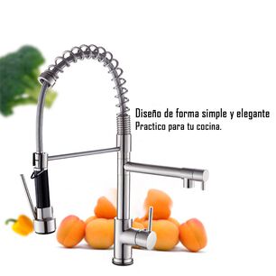Llave Grifer&iacute;a Lavaplatos Doble Cuello Cisne Flexible Tap01 Negro