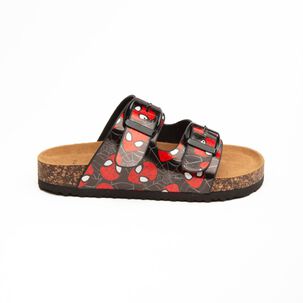 Sandalia Slide Niño Caras Spiderman Negro/rojo