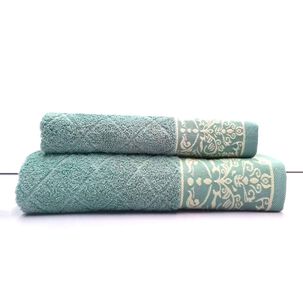 Juego Toalla Andes 2 Piezas Flores Aqua