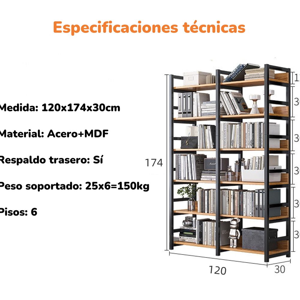 Estante Librero Repisas De 6 Niveles 174cm By Lubabycas image number 5.0