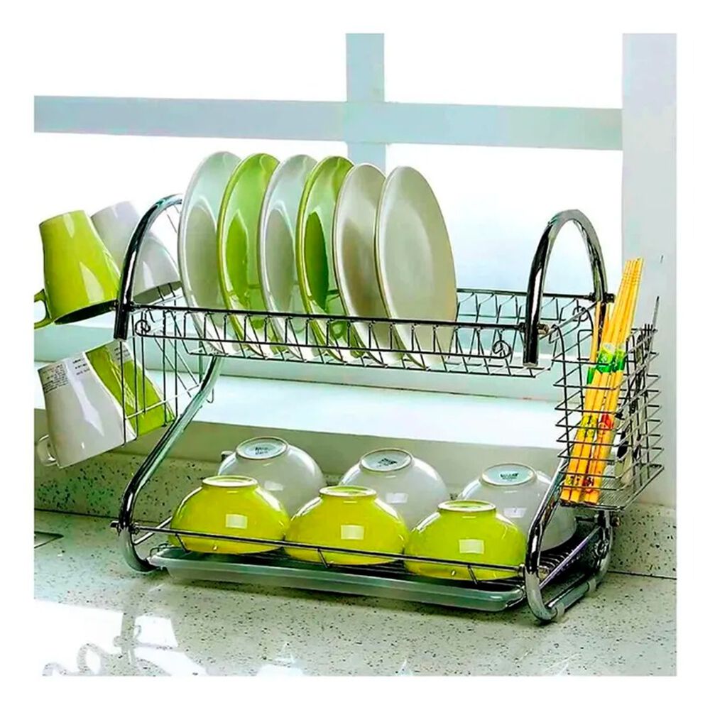 Estante Escurridor Organizador Platos 2 Niveles 40x26x38 Cm image number 3.0