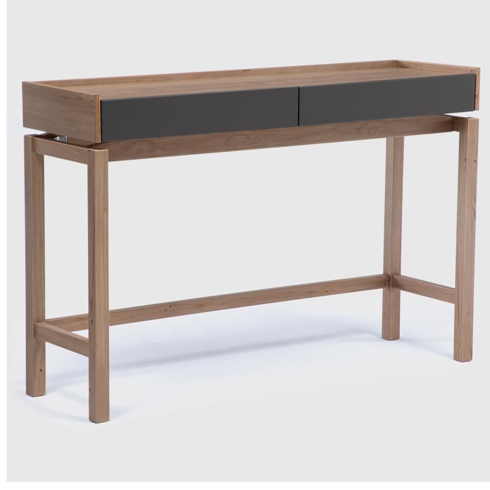 Mesa De Arrimo Roca Barcelona 2 Cajones Grafito-roble image number 1.0