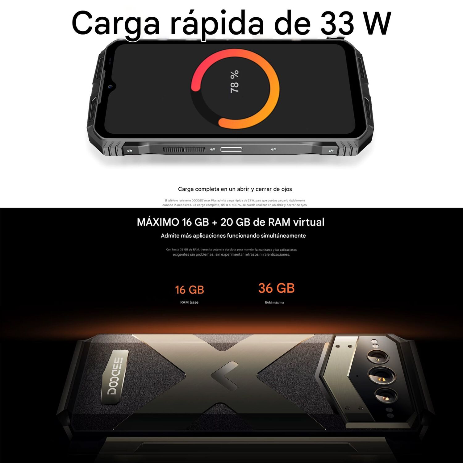 Doogee V Max Plus - Bater&iacute;a Monstruo Dura D&iacute;as Uso Extremo image number 3.0
