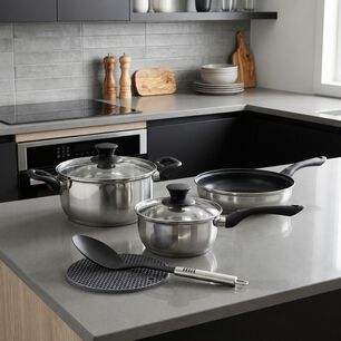 Bateria De Cocina Con Accesorios 7 Piezas Modelo Bali Marca Marmicoc Color Cromo