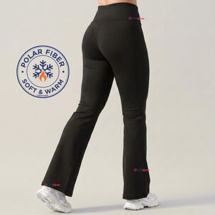 Calza Polar Con Chiporro Palazzo Mujer Elasticada T&eacute;rmica Negra