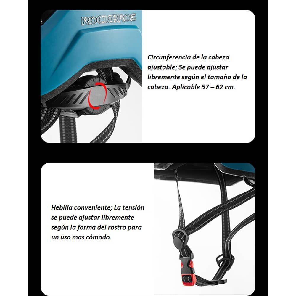 Casco Bicicleta Adulto Rockbros Azul Blanco image number 6.0