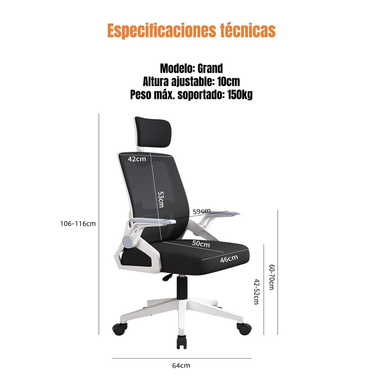 Silla De Escritorio Con Apoyacabeza Grand Rosada image number 2.0